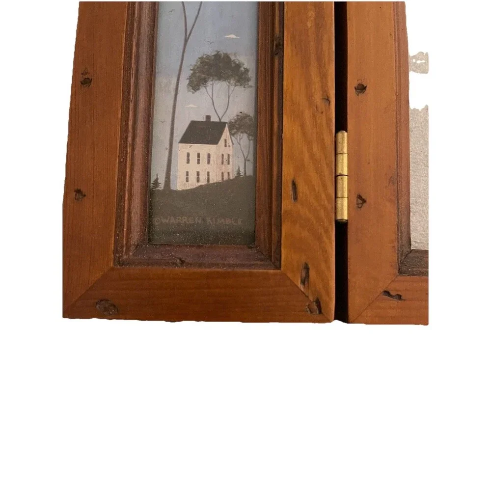 Warren Kimble Folk Art Salt Box House Barn Tri-fold 4x6 Picture Phot Frame Fetco